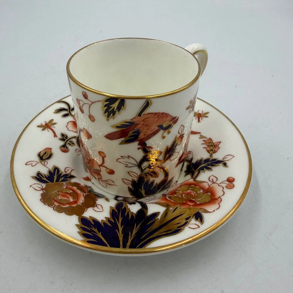 Coalport Bone China Hong Kong Demitasse Espresso Cup Saucer England Imari 1970s
